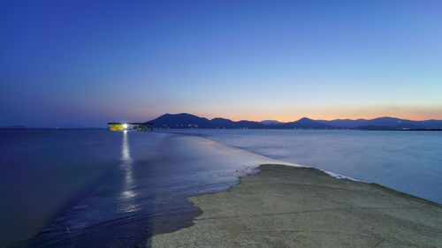 Scenic view of sea against clear sky