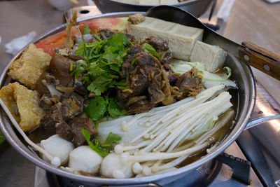 High angle view of food in bowl