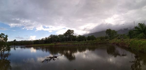 Panoramic view of lake against sky