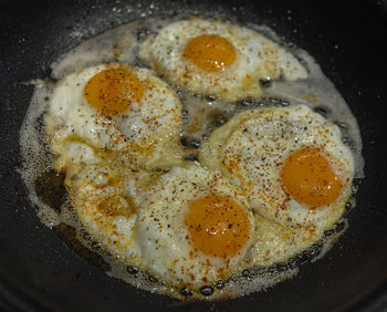 Close-up of breakfast served in pan