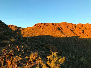 Scenic view of mountains against clear sky