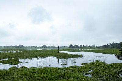 Scenic view of lake against sky