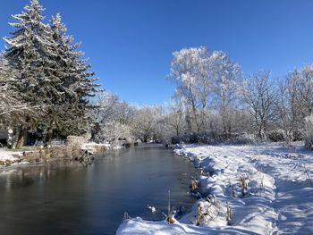 Frozen lake against sky during winter