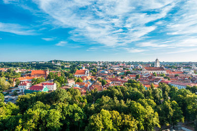 High angle view of townscape against sky