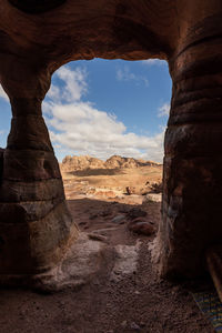 Scenic view of rock formation against sky