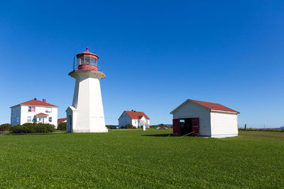 The red and white octogonal 1939 cap-d'espoir lighthouse