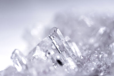 Close-up of ice crystals against white background