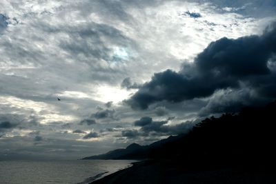 Scenic view of sea against cloudy sky