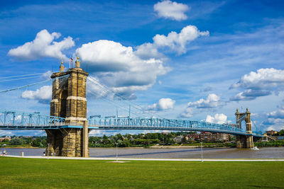 View of bridge against cloudy sky