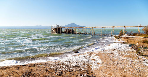 Scenic view of sea against clear sky