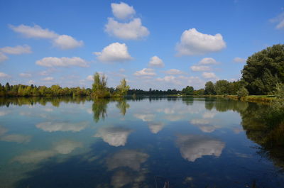 Scenic view of lake against sky