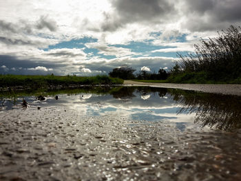 Scenic view of lake against sky