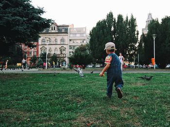 Girl playing in park