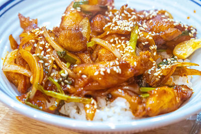 Fiery and flavorful korean-inspired spicy stir fry with pork or chicken thighs