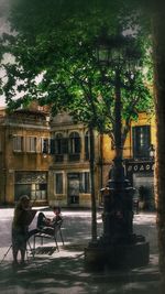 Woman walking in city