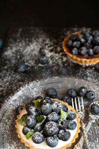 Close-up of tart in plate on table