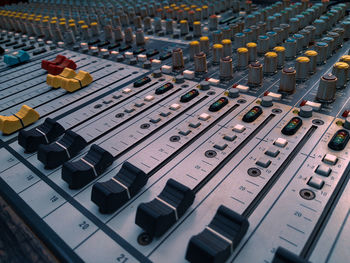 High angle view of sound mixer