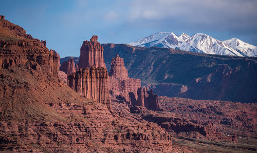 Panoramic view of landscape with mountain range in background