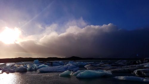 Scenic view of sea against sky at sunset