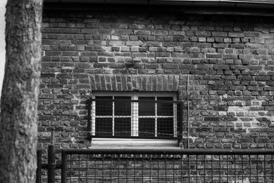 Window on brick wall of building