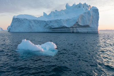 Scenic view of frozen sea against sky