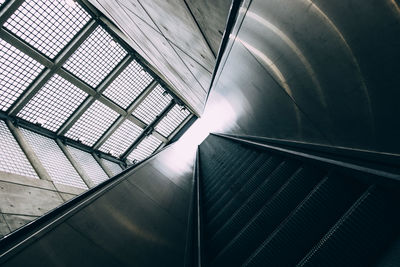 Low angle view of escalator in building