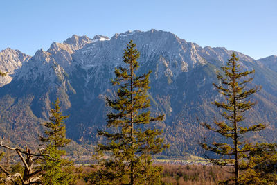 Scenic view of mountains against clear sky