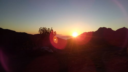 Silhouette mountain against sky during sunset