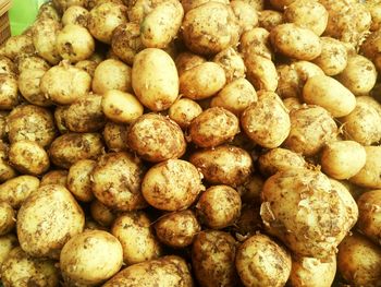 Full frame shot of potatoes for sale at market