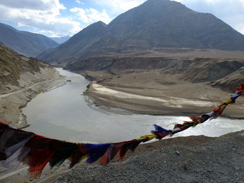 Scenic view of landscape against cloudy sky