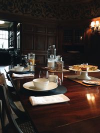 Table and chairs in restaurant