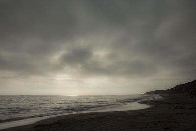 Scenic view of sea against cloudy sky