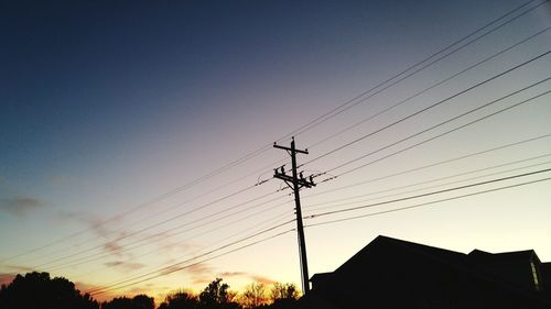 Low angle view of electricity pylon