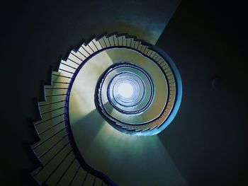 Directly below shot of spiral staircase