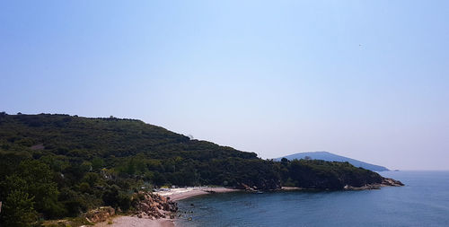 Scenic view of sea against clear sky