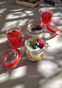 Close-up of red fruit on table