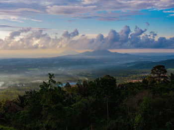 Mountain at sunset with cloud