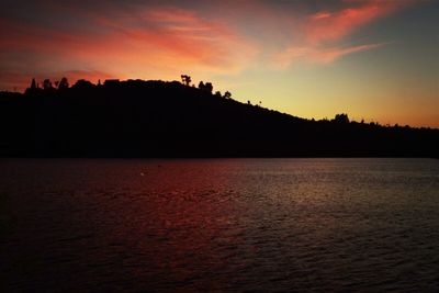 Silhouette of mountain at sunset