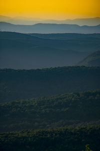 Scenic view of landscape against sky during sunset