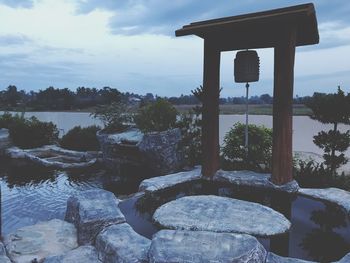 Scenic view of lake against sky