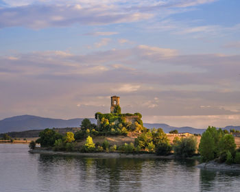 Scenic view of lake against sky