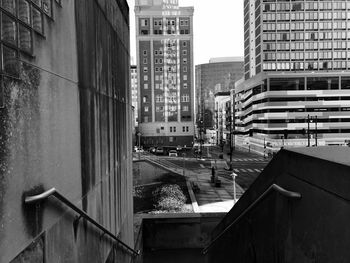 High angle view of buildings by canal