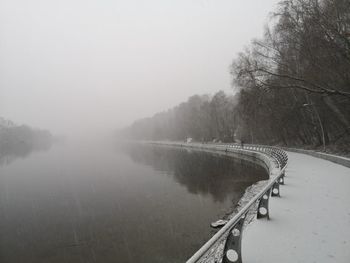 Scenic view of lake against sky during winter