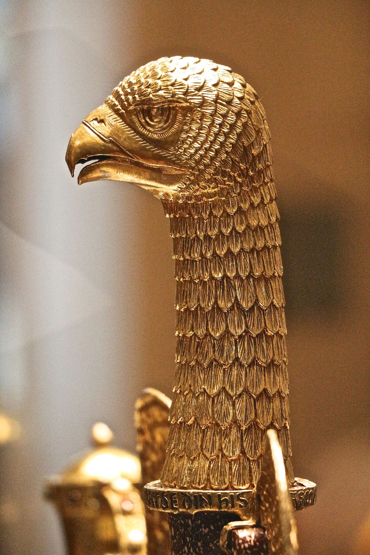 Suger Eagle, porphyry vase from Egypt or imperial Rome, with gold eagle head and wings attached before 1147, Louvre.