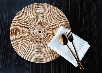 High angle view of papers on table