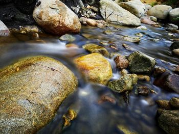 View of rocks in river