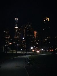 City lit up at night