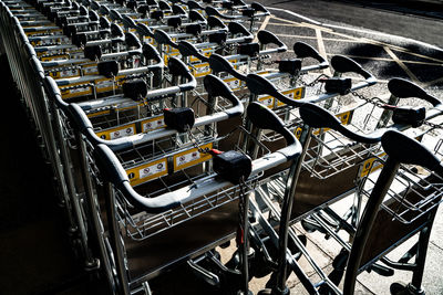 High angle view of empty chairs