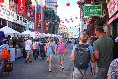 People at market