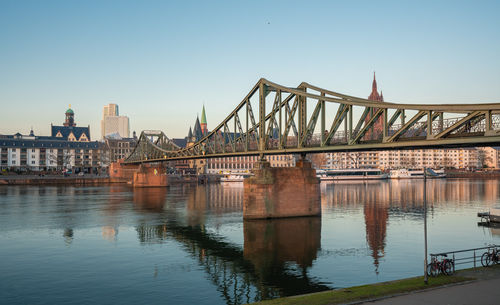 Bridge over river against clear sky